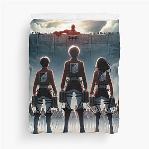 The arrival of the titan Duvet Cover