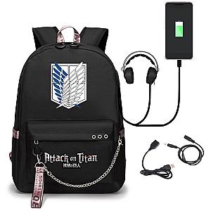 Attack on Titan Backpack Eren Bag Shingeki No Kyojin USB Charging Schoolbag Unisex Titans Attack Backpack Travel Gift Teens