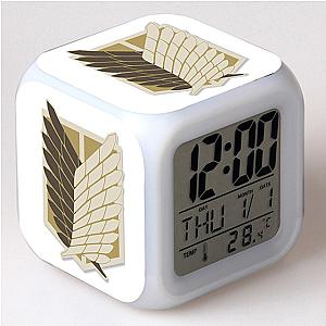 Attack On Titan Clock Merch - Wings Of Liberty In Brown 7 Colors Change Touch Light Alarm Clock