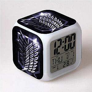 Attack On Titan Clock Merch - Wings Of Liberty In Black 7 Colors Change Touch Light Alarm Clock