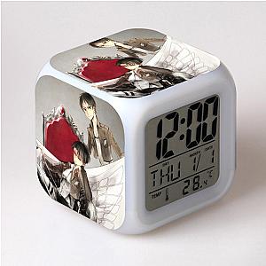 Attack On Titan Clock Merch - Eren Yeager And Levi Ackerman 7 Colors Change Touch Light Alarm Clock