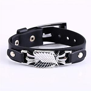 Attack on Titan Merch: Wing Of Freedom Black Leather Bracelet