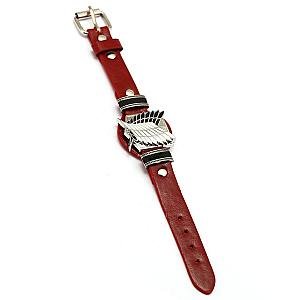 Attack on Titan Merch: Wing Of Freedom Red Leather Bracelet