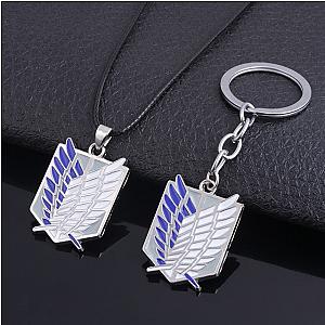 Attack On Titan Metal Merch: Attack On Titan's Logo Necklace And Keychain Set