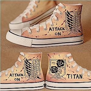 Attack On Titan Shoes Merch: Attack On Titan's Brown Logo High-Top Shoes