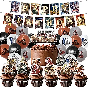 Attack on Titan Accessories - Paper Banner Cake Balloons Theme Birthday Party Decorations