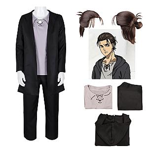 Attack On Titan Cosplay - Eren Jaeger Black Long Trench Coat Cosplay Costume