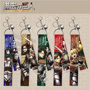 Attack On Titan Keychains - Eren Mikasa Armin Levi Short Lanyards Bag Pendant Keyring