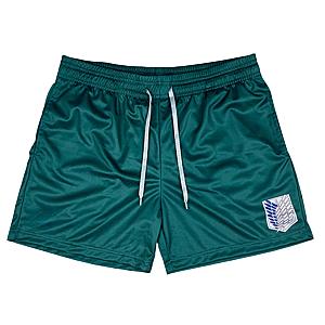 Attack On Titan Shorts - AoT Logo Green Summer Fitness Shorts