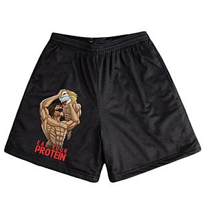 Attack On Titan Shorts - Eat Your Protein Summer Fitness Shorts