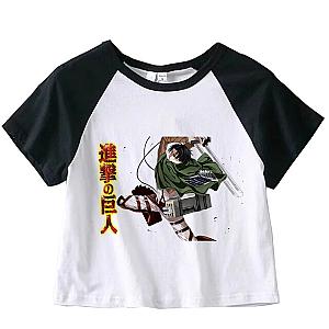 Attack On Titan Croptop - Levi Ackerman Japanese Text Crop Top Tees