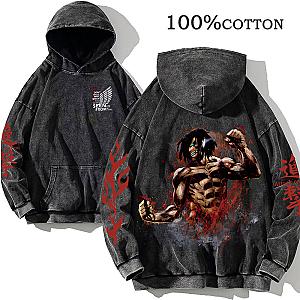 AOT Acid Wash Hoodie Titan Character