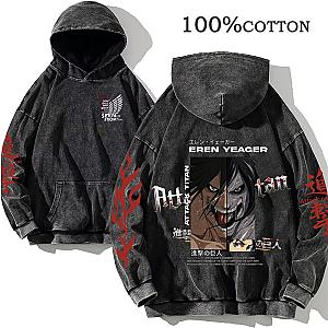 AOT Acid Wash Hoodie Eren Yeager Titan