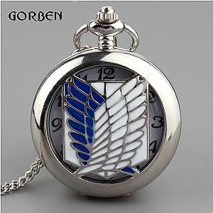 Attack On Titan Clock - Silver Wings Of Freedom Retro Pocket Watch