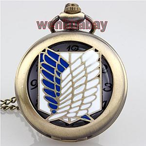 Attack On Titan Clock - Gold Wings Of Freedom Retro Pocket Watch