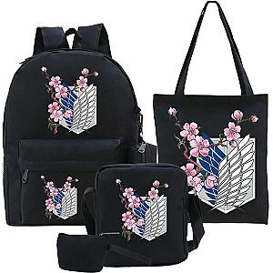 Attack On Titan Backpacks - Anime AOT School Backpack Girl 5pcs Package