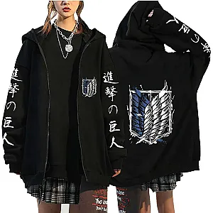 Attack on Titan Anime Zipped Jackets Liberty Wings Printed Hoodie