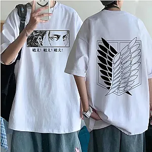 Japanese Eren Anime Attack on Titan Wings White T-shirts