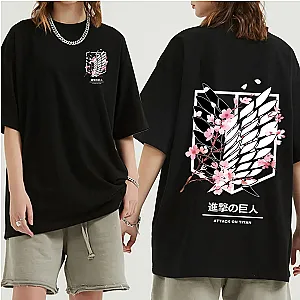 Anime Attack on Titan  Ackerman Mikasa Eren Jaeger Cherry Blossom T-Shirt