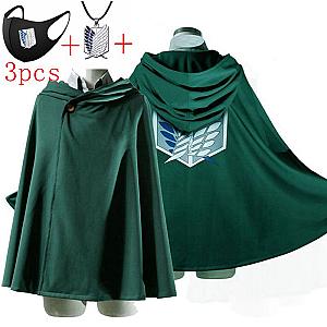 Attack on Titan Levi Ackerman The Scouting Legion Wings of Liberty Cosplay Green Black Cloak