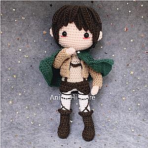 28cm Green Eren Jaeger Attack on Titan Hand-knitted Doll Plush