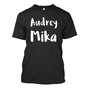 audrey mika with pink microphone t-shirt