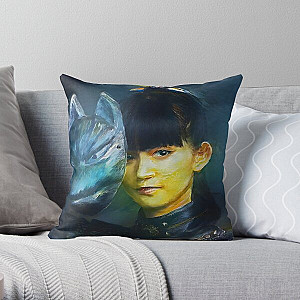 Su-Metal with a Fox God Mask Babymetal AI Painting Digital Fan Art Throw Pillow RB0512