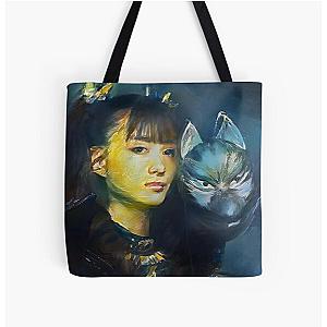 Moa-Metal with a Fox God Mask Babymetal AI Painting Digital Fan Art All Over Print Tote Bag RB2709