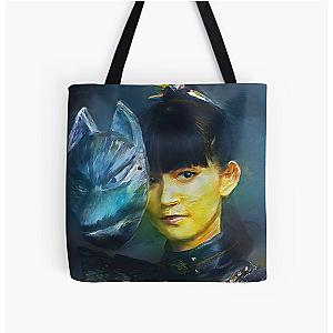 Su-Metal with a Fox God Mask Babymetal AI Painting Digital Fan Art All Over Print Tote Bag RB2709