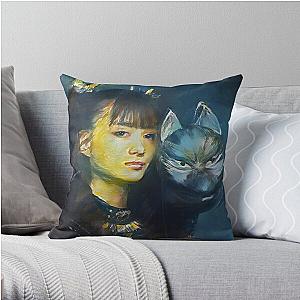 Moa-Metal with a Fox God Mask Babymetal AI Painting Digital Fan Art Throw Pillow RB2709