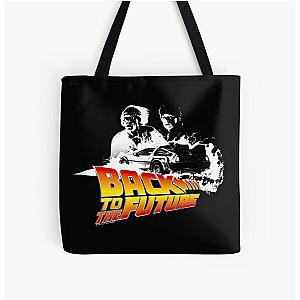 Back to the Future - DeLorean Fire Tracks, Marty and Doc Stencil Fan Art All Over Print Tote Bag