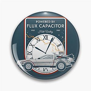 Powered by Flux Capacitor. Hill Valley 1955 - 1985. Back to the Future Commemorative Badge Pin