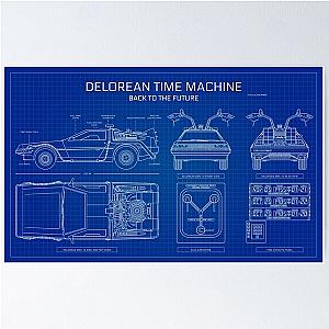 DeLorean Time Machine - Back To The Future (Blueprint) Poster