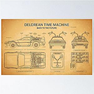 DeLorean Time Machine - Back To The Future (Aged Parchment) Poster