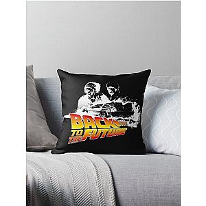 Back to the Future - DeLorean Fire Tracks, Marty and Doc Stencil Fan Art Throw Pillow