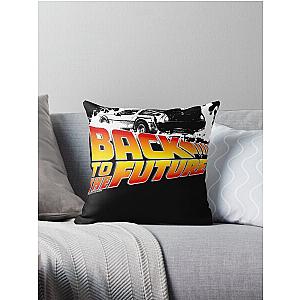 Back To The Future - Delorean White Stencil Fan Art Throw Pillow