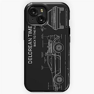 DeLorean Time Machine - Back To The Future (White Stencil - No Background) iPhone Tough Case