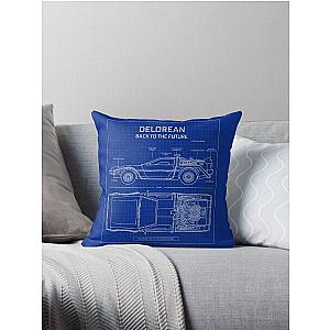 DeLorean Time Machine - Back To The Future (Blueprint) Throw Pillow