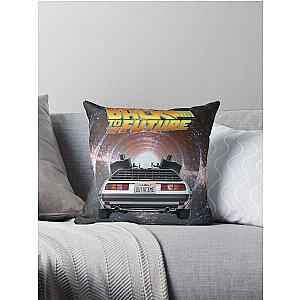 Back to the Future DeLorean car inside a wormhole Throw Pillow