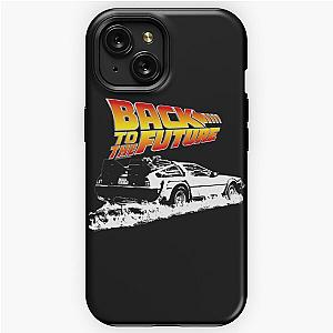 Back to the Future - DeLorean Fire Tracks White Stencil Fan Art iPhone Tough Case