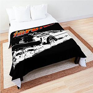 Back to the Future - DeLorean Fire Tracks White Stencil Fan Art Comforter