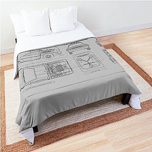 DeLorean Time Machine - Back To The Future (White Stencil - No Background) Comforter