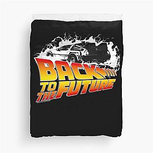 Back To The Future - Delorean White Stencil Fan Art Duvet Cover