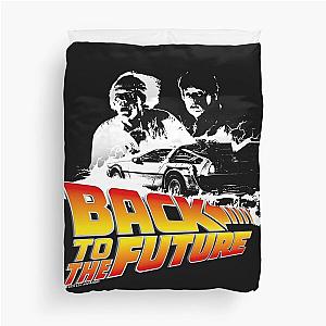 Back to the Future - DeLorean Fire Tracks, Marty and Doc Stencil Fan Art Duvet Cover