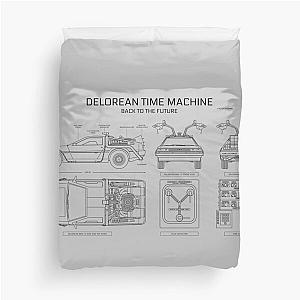 DeLorean Time Machine - Back To The Future (White Stencil - No Background) Duvet Cover