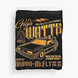 Giga Watts Garage Back to the Future DeLorean Car (© UCS LLC and Amblin) Duvet Cover