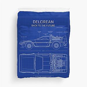 DeLorean Time Machine - Back To The Future (Blueprint) Duvet Cover