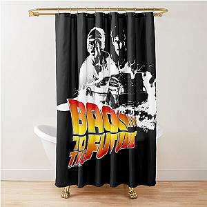 Back to the Future - DeLorean Fire Tracks, Marty and Doc Stencil Fan Art Shower Curtain