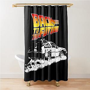 Back to the Future - DeLorean Fire Tracks White Stencil Fan Art Shower Curtain