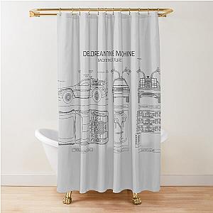 DeLorean Time Machine - Back To The Future (White Stencil - No Background) Shower Curtain